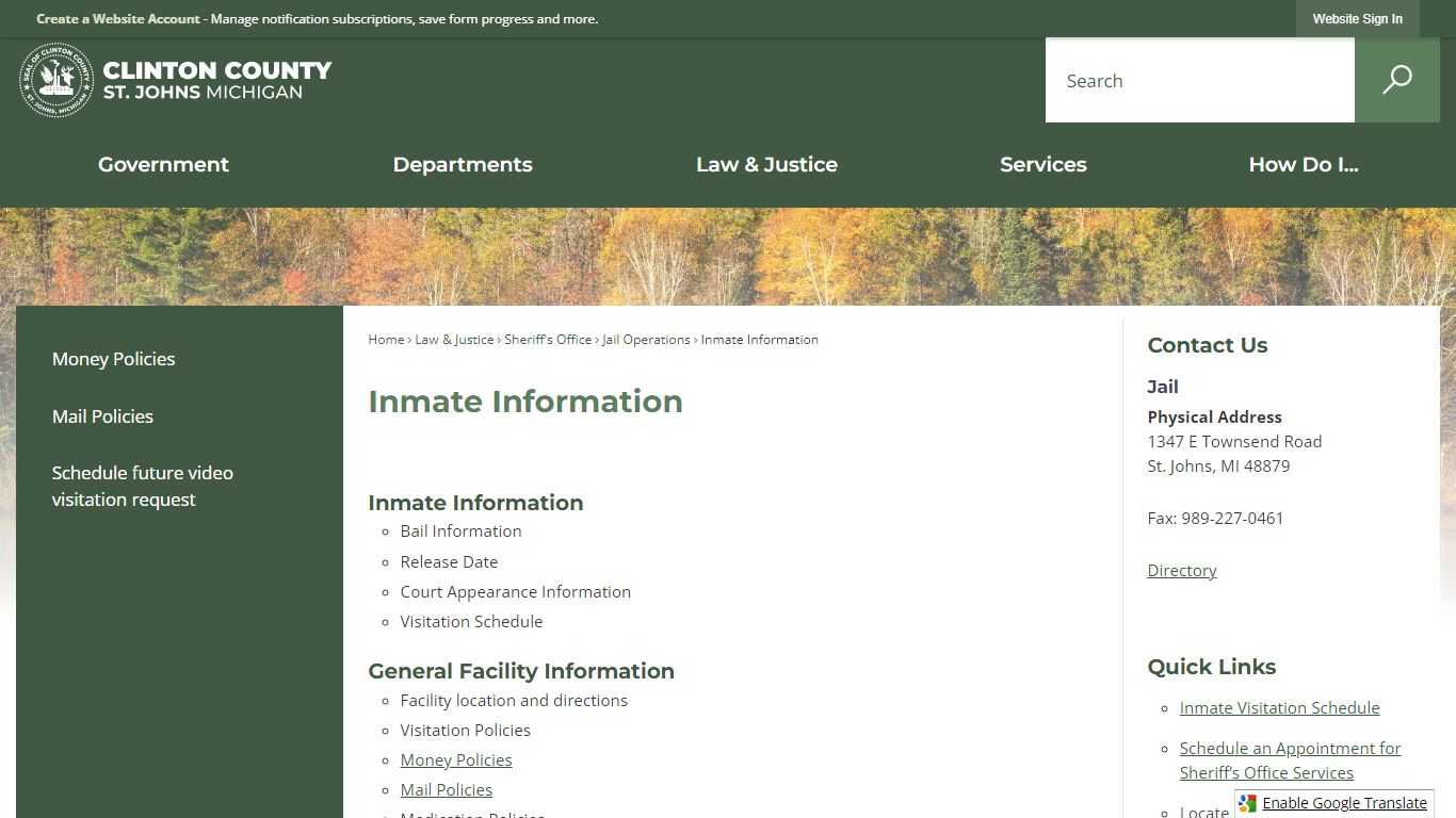 Inmate Information | Clinton County, MI