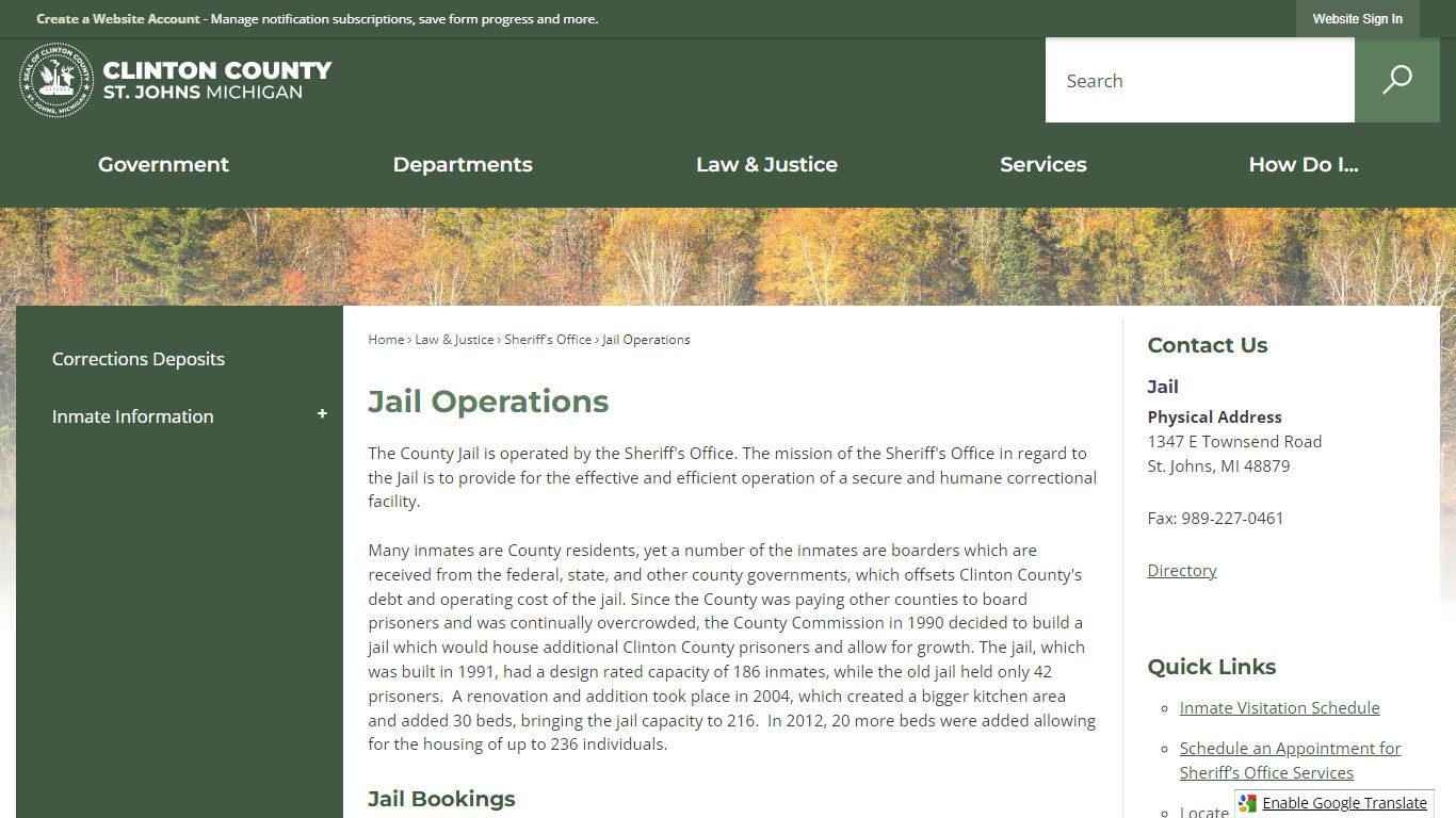 Jail Operations | Clinton County, MI